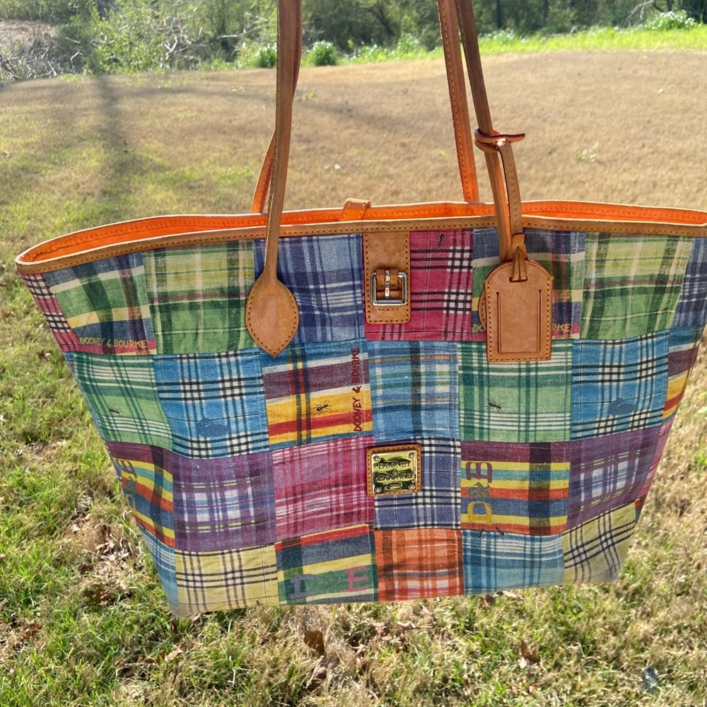 Dooney & Bourke Patchwork Plaid Multicolor Leathe… - image 1